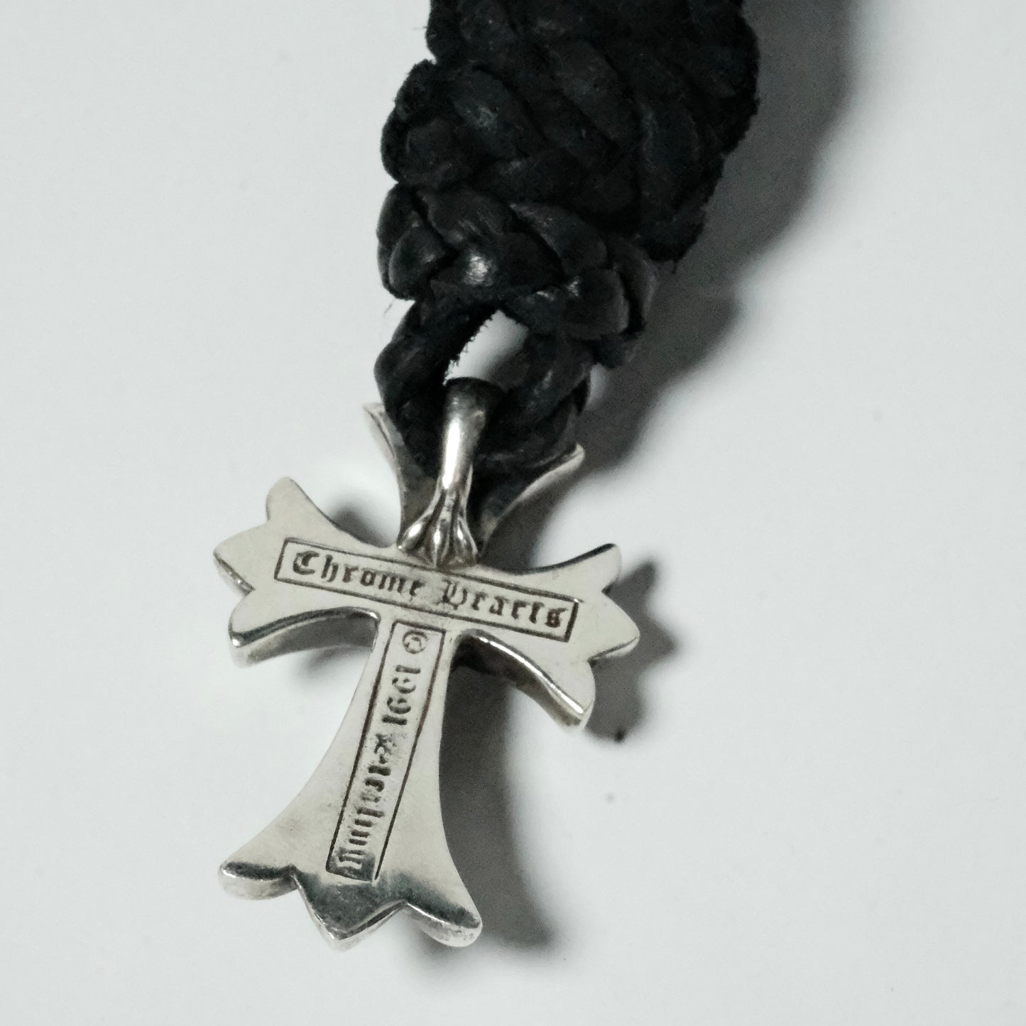 Chrome Hearts CROSS W LEATHER BRAID ペンダント