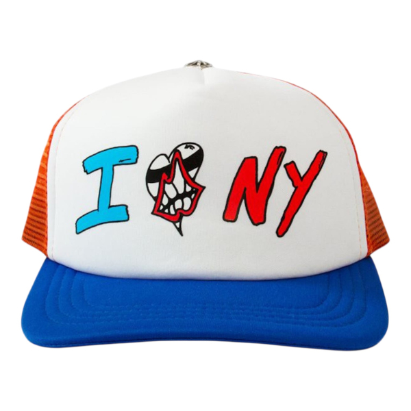 Chrome Hearts Matty Boy Sex Records I Love NY Trucker Hat "Orange/White/Blue" - OS