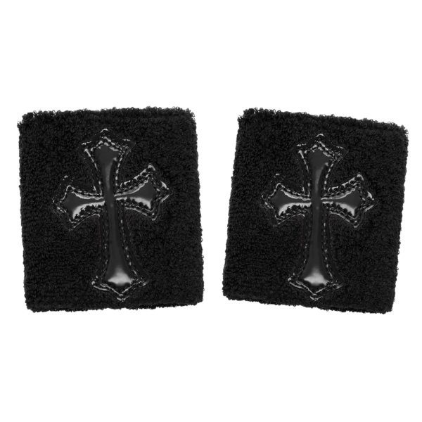 Chrome Hearts Black Patent Leather Cemetery Cross Patch Sweatband Black