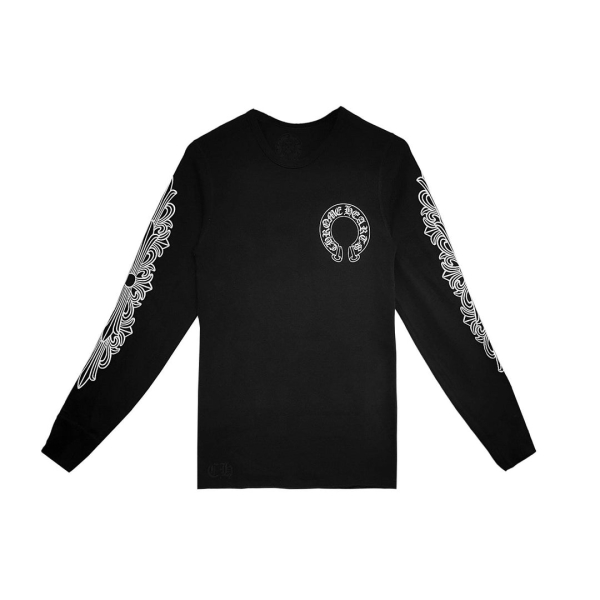 Chrome Hearts  Horseshoe Floral Sleeve Waffle Thermal Shirt “Black” - L