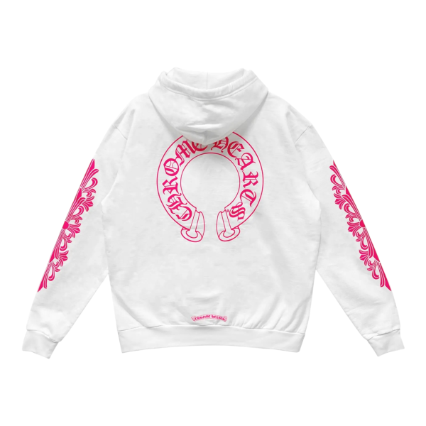 CHROME HEARTS HORSESHOE FLORAL SLEEVE PULLOVER HOODIE “Pink” - M