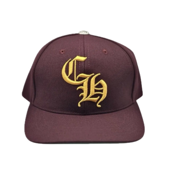 Chrome Hearts CH Logo Embroidery  BASEBALL CAP “Maroon/Gold” - OS