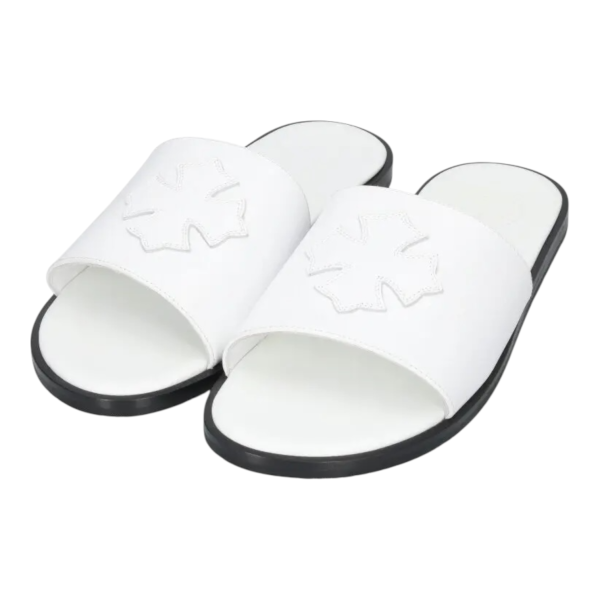 Chrome Hearts Leather Slides Cross Patch Sandals - 37
