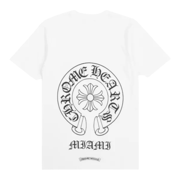 Chrome Hearts MIAMI HORESHOE LOGO POCKET T-SHIRT “White/Black” - L