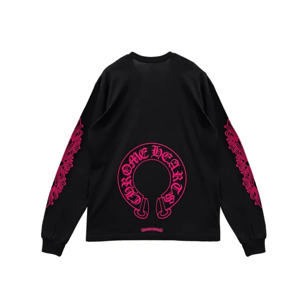 Chrome Hearts HORESHOE LOGO LONG SLEEVE T-Shirt “Black/Pink” - L