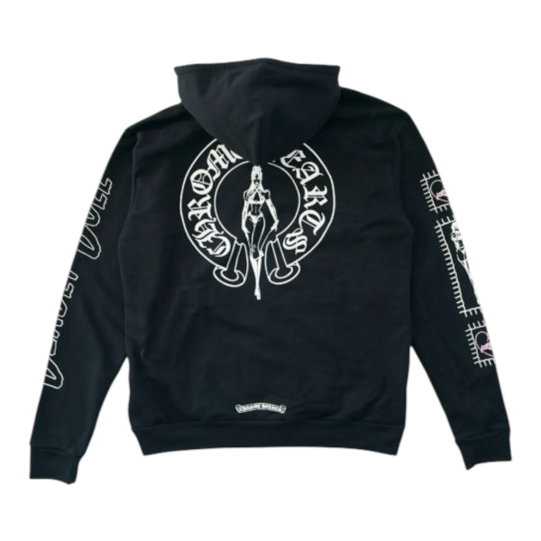 CHROME HEARTS X DEADLY DOLL ZIP UP HOODIE “BLack/White” - L