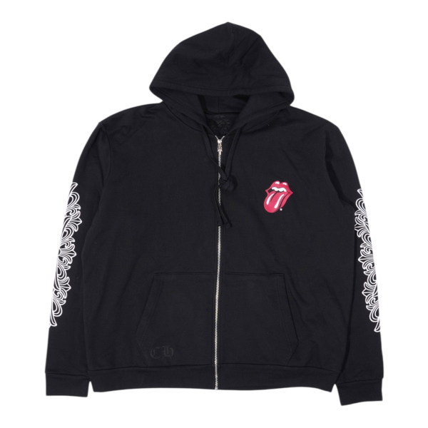 Chrome Hearts ROLLING STONE ZIP UP HOODIE “Black/White/Red” - M