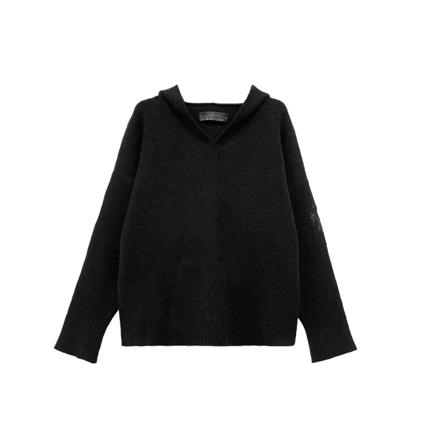 Chrome Hearts BLACK PONY HAIR PATCH KNIT HOODIE “Black” - M/L