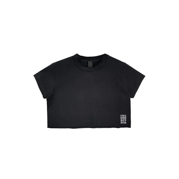 Chrome Hearts GRP EMBROIDERED SCRIPT CROPPED SHORT SLEEVE TEE “Black” - M