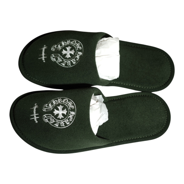 Chrome Hearts HOTEL SLIPPER Honolulu Horseshoe Embroidered “Green” - S