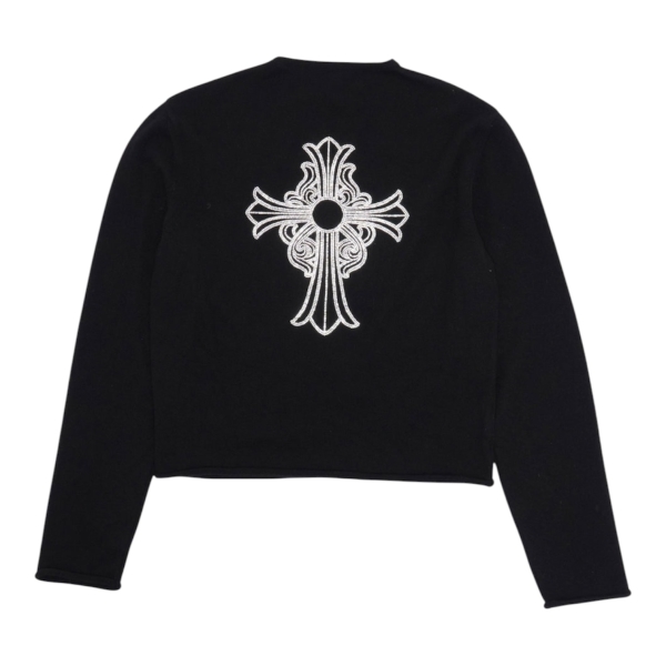 Chrome Hearts Rhinestone Hairy Cross Cashmere V-Neck Sweater“Black” - M