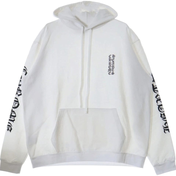 Chrome Hearts VERTICAL LOGO HOODIE “White” - L