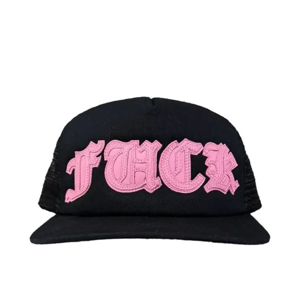 Chrome Hearts FUCK LEATHER PATCH TRUCKER CAP “Black/Pink” - OS